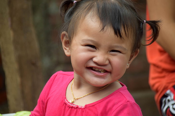 Bali, Indonésie, voyage, enfant, jeune fille, éclat de rire, heureux