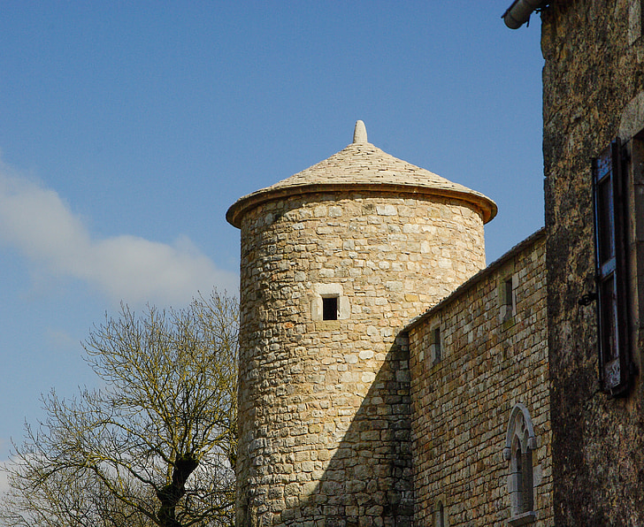 france, viala of no jaux, medieval village, tower, fortress