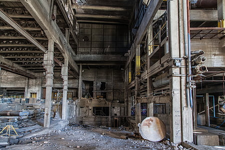 fàbrica abandonada, abandonat, fàbrica, industrial, construcció, vell, grunge