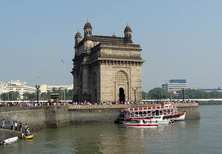 Gateway för Indien, monumentet, Mumbai, Indien, vid vattnet, Apollo bunder, Arabiska havet
