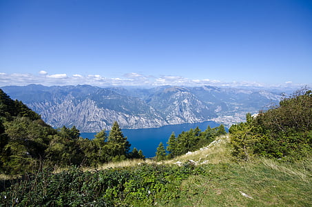 the alps, garda, italy, mountains, lake, view
