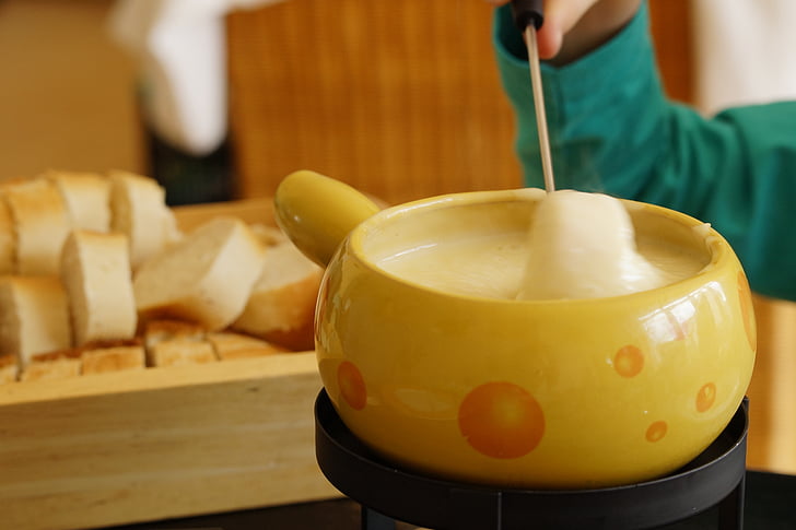 fondue de, fondue suíço, queijo, fondue de queijo, Suíça, especialidade, nutrição