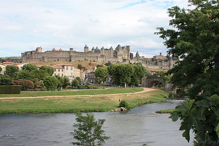 slott, medeltida, fästning, Carcassonne, Frankrike