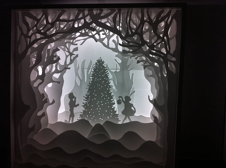 Nadal, llum, l'escola, vector, il·lustració, arbre, fons