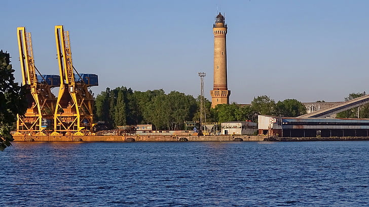 Polen, Świnoujście, hamn, tornet, vatten, Lighthouse, platser av intresse