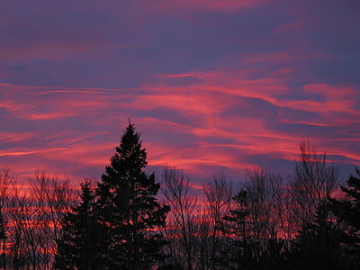 Acadia national park, Maine, Západ slunce, obloha, mraky, barevné, Krásné