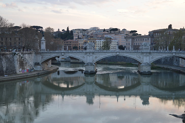 Tiber, Rim, most, Tevere, Italija, Rijeka, zrcaljenje