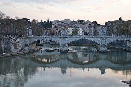 Tiber, Roma, puente, Tevere, Italia, Río, espejado