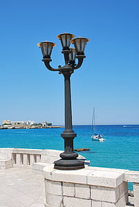 lantaarnpaal, Otranto, zee, Salento, Puglia, vakantie, zomer