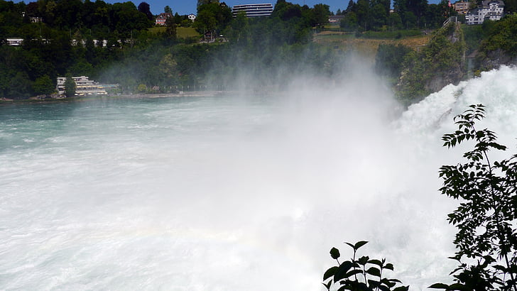 Rhinen, Rhinen faller, Schaffhausen, Sveits, vanndamp