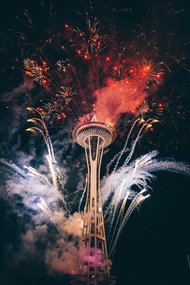 red, pink, fireworks, space, celebrity, needle, united states