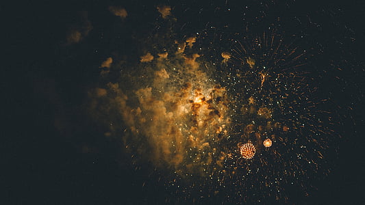 sky, sparks, firecracker, fireworks, display, dark, new year