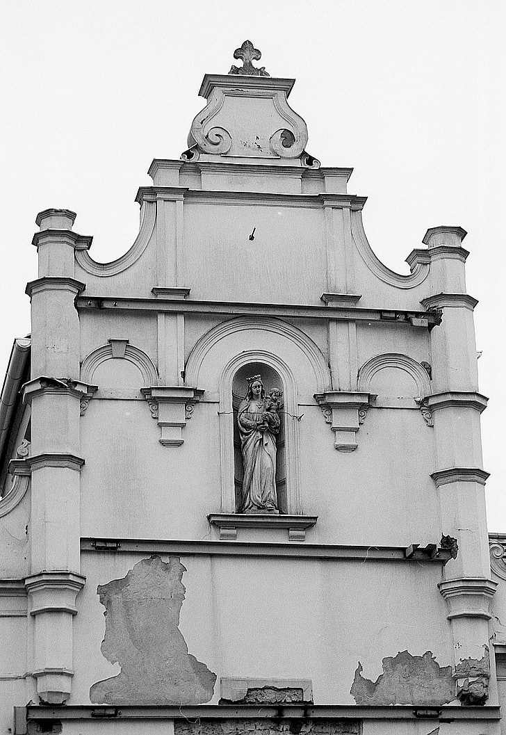 edifício, alto, religiosa, estátua, velho, rua, Budapest