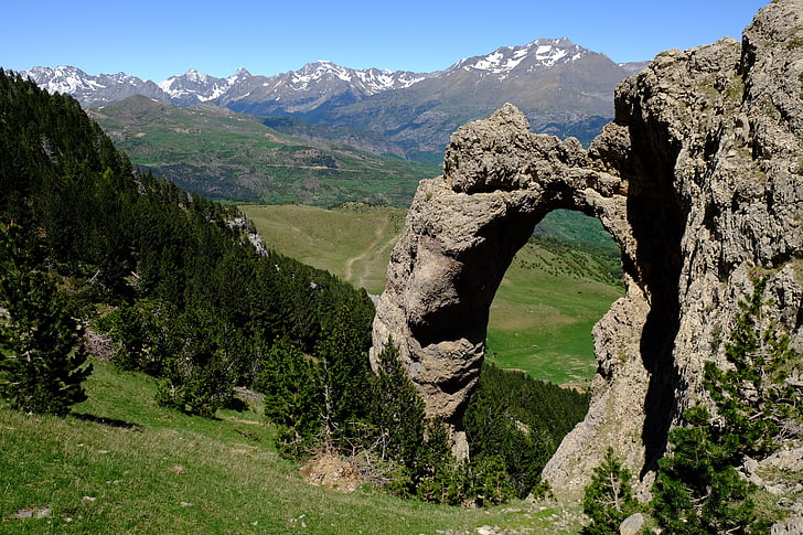 Pireneje, Jezioro, krajobraz, góry, łuk, kamień, Natura