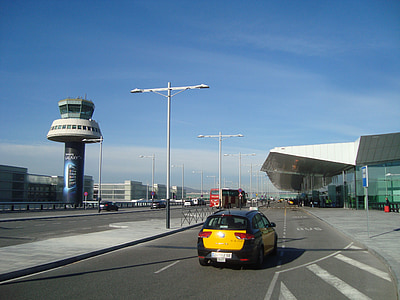 바르셀로나, 스페인, 공항, 타워, 도시