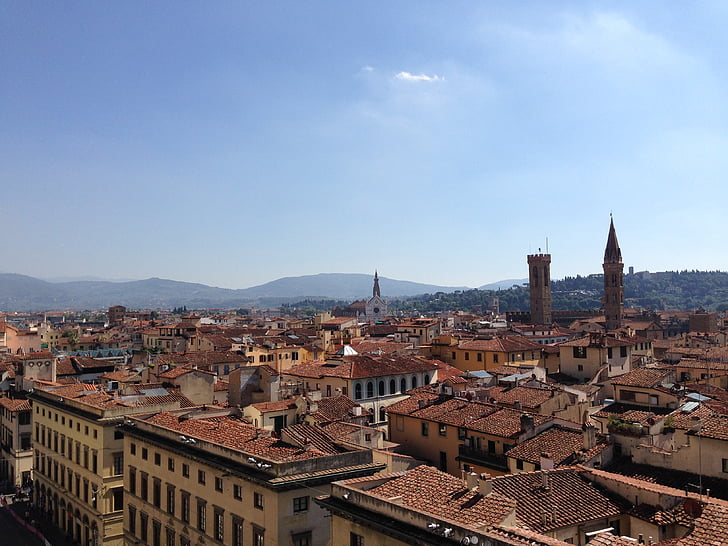 Firenze, tetők, Olaszország, építészet, utca-és városrészlet, épület, város