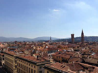 Florencja, dachy, Włochy, Architektura, gród, budynek, Miasto