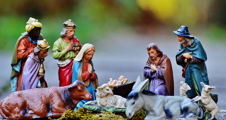 santons, Christmas, artisanat, crèche de Noël, lit de bébé, Père Noël, Maria