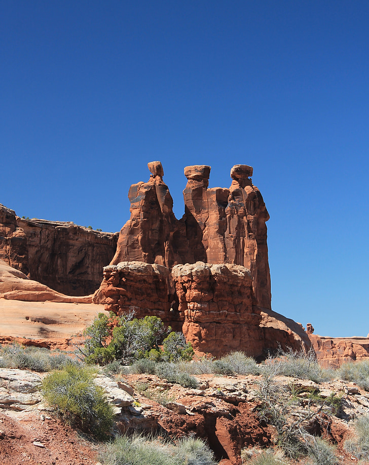 arches, sandstone, rock, nature, utah, desert, red