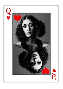женщина, лицо, игральные карты, Карта, туз, сердце, тело