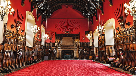 Skotlandia, Edinburgh, Kastil Edinburgh, Istana, merah, Festival hall, budaya seni dan hiburan