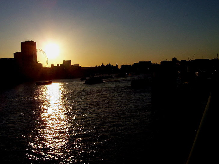 posta de sol, Tàmesi, riu, riu Tàmesi, Londres, paisatge urbà, Turisme