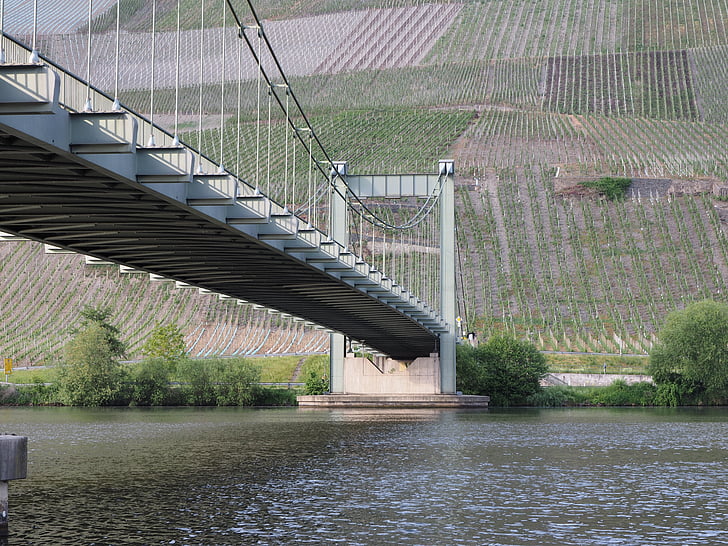 híd, függőhíd, Wehlen, a Bernkastel, Mosel-híd, folyó, Hídépítés