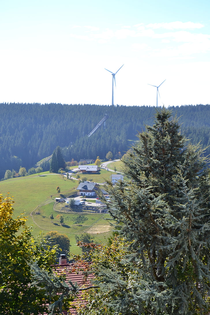 Черна гора, schonach, ски скок, вятърната енергия, природата, технология, вятърни турбини