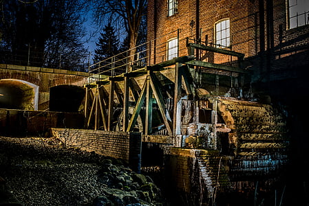 water mill, old, waterwheel, mill wheel, bach, rotation, town of barmstedt