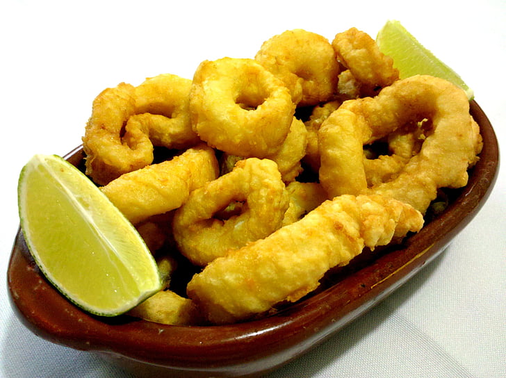 deep-fried, food, squid, lunch, meal, gourmet, nutrition