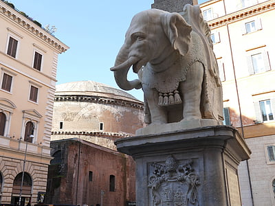 大象, 贝尼尼, 罗马, 长鼻, 雕塑, 石图, 石头
