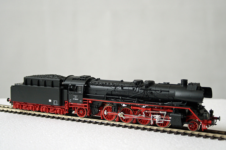 Ferrocarril modelo, locomotora de vapor, ferrocarril de, década de 1950, escala h0, tren, locomotora