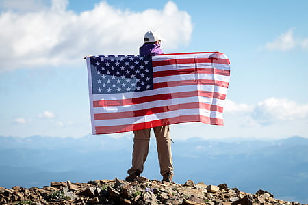zastavo, Amerika, gorskih, patriotizem, banner, nacionalni, bela