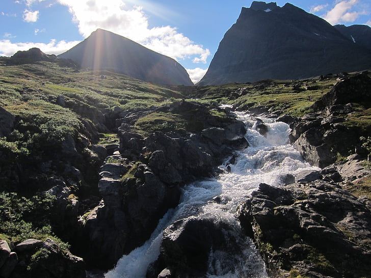 montagnes, Brook, paysage, nature, flux de données, eau, Rock