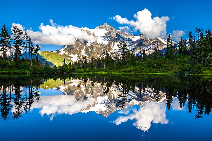bild lake, reflektion, moln, Sky, bergen, MT shukshan, lugn