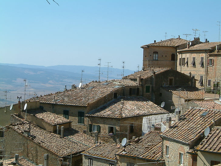 atap, Kota, Hill, Tuscany, pemandangan, Italia, Eropa