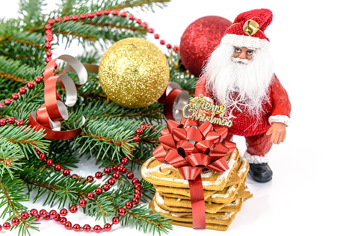 God jul, Mikołajki, Nicholas, gave, juletre, gingerbreads, dekorasjon