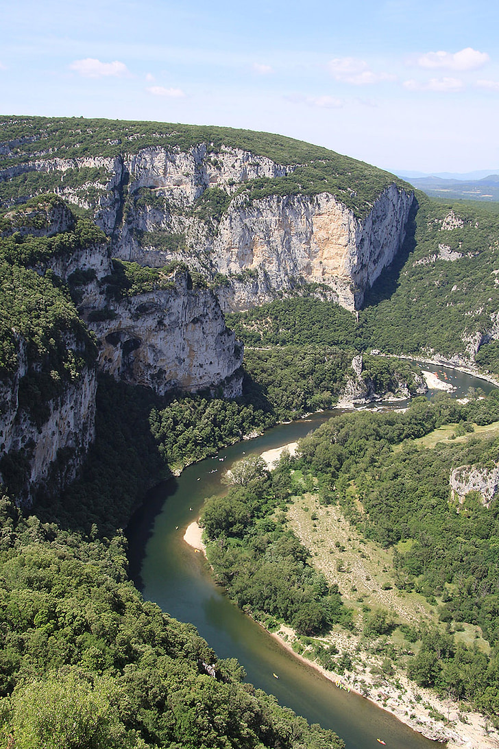 Ardèche, дефиле, планини, река