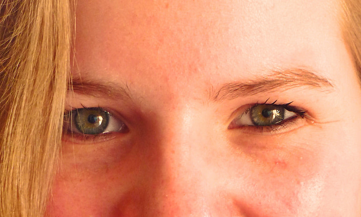 Cô bé, đôi mắt, màu xanh lá cây, chân dung, khuôn mặt, phụ nữ, mọi người
