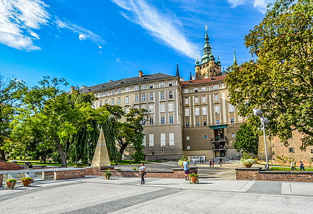 Praga, Castillo, Torre, edificio, Plaza, punto de referencia, viajes