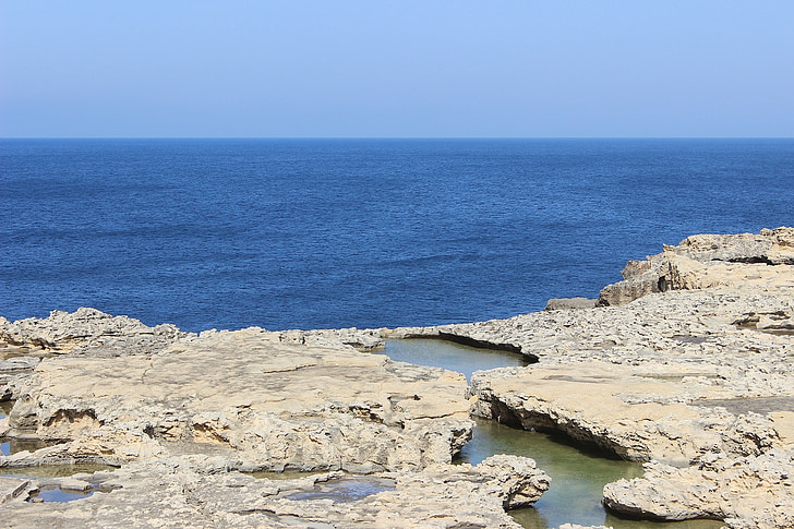 Côte, piscine de la roche, mer, nature, bleu, paysage marin, île