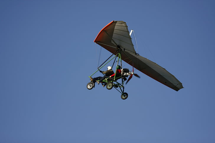 trike, vlucht, hangen-zweefvliegtuig