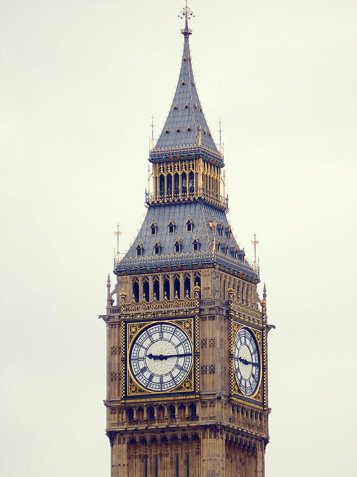 Big ben, London, England, Parlamentet, klocka, tornet, landmärke