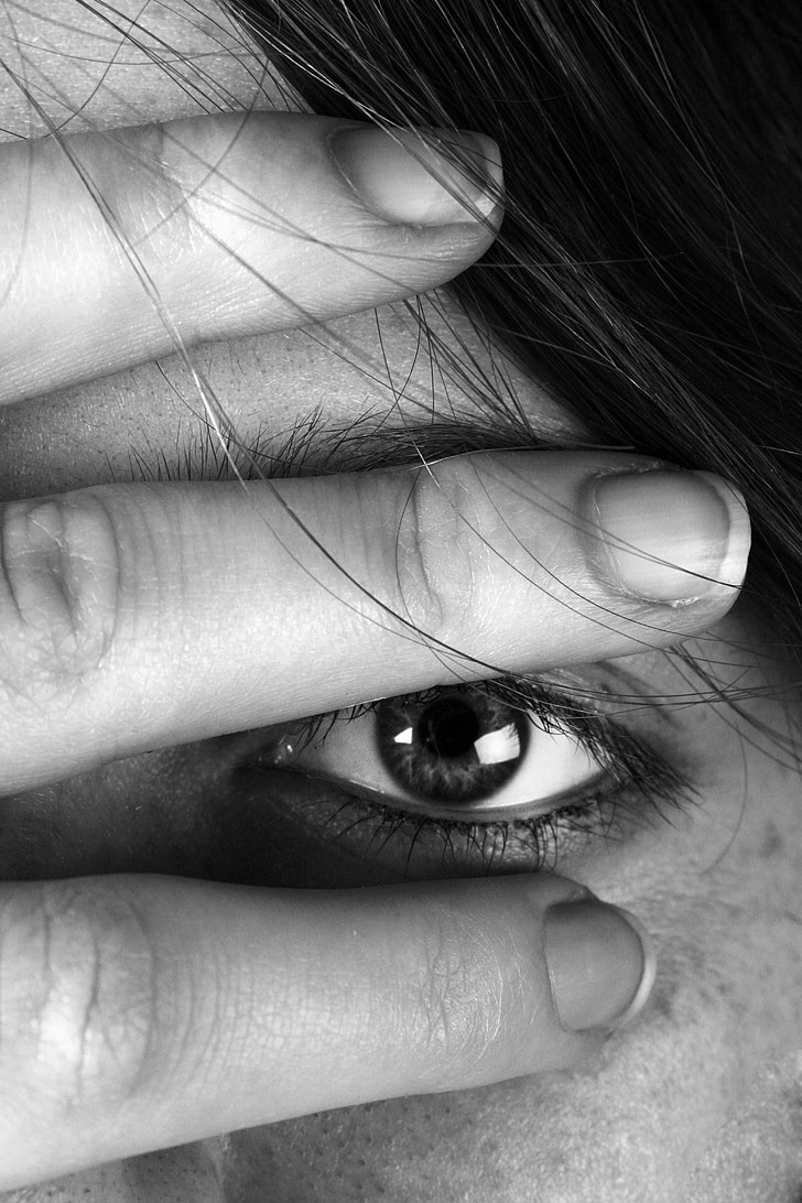eye, woman, hand, black And White, people, women, close-up