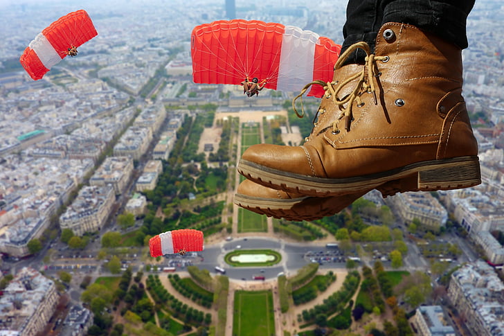 skydiving, paris, landscape, view, nature, distant view, vision