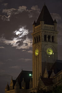 bulan Super, penuh, perigee, malam, Kantor pos, bersejarah, Menara
