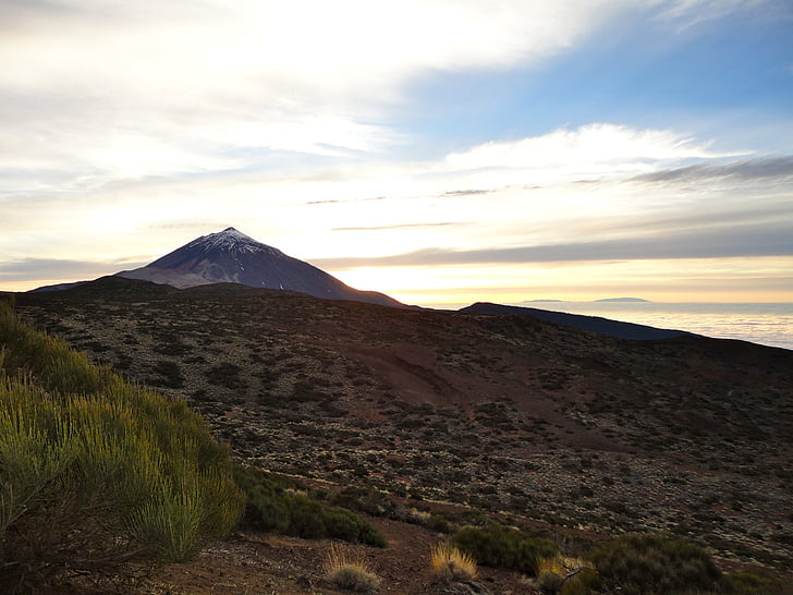 Teide, Tenerife, Západ slunce, krajina, Příroda, Španělsko, Kanárské