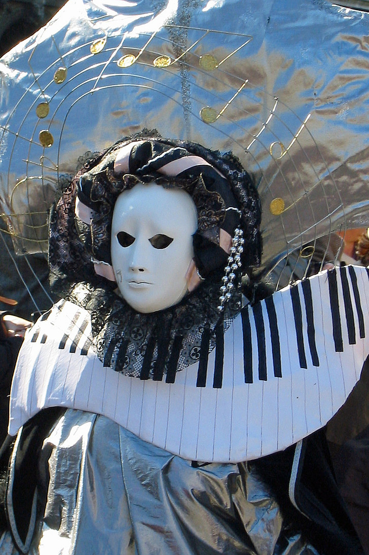 carnival, mask, venice, carnival of venice, italy, disguise, piano