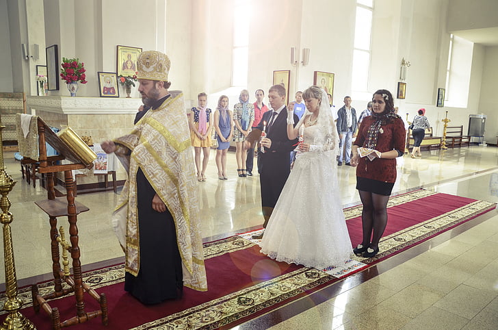 casament, l'església, pastor, sacerdot, Rússia, rus