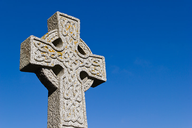 križ, keltski, Škotska, nebo, plava, religija, kršćanstvo